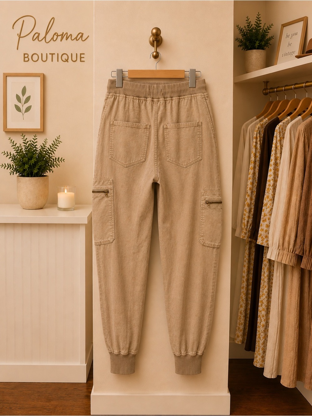 Young Fabulous & Broke Tencel Cargo Jogger Pants Tan Medium - Picture 2 of 2